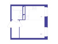 Планировка квартиры студии, 27,6 м2