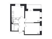 Планировка 2-комнатной квартиры, 46,4 м2