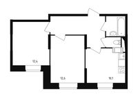 Планировка 2-комнатной квартиры, 48,9 м2