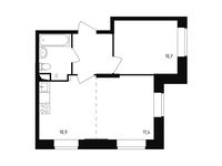 Планировка 2-комнатной квартиры, 42,3 м2