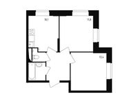 Планировка 2-комнатной квартиры, 46,1 м2