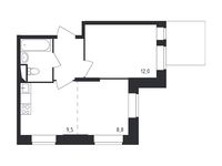Планировка 2-комнатной квартиры, 38 м2