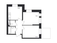 Планировка 2-комнатной квартиры, 44,8 м2