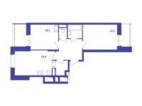 Планировка 2-комнатной квартиры, 55,6 м2