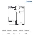 Планировка 1-комнатной квартиры, 37,5 м2