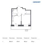 Планировка 1-комнатной квартиры, 36,4 м2