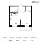 Планировка 1-комнатной квартиры, 33,4 м2