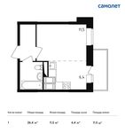 Планировка квартиры студии, 26,4 м2