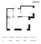 Планировка 2-комнатной квартиры, 41,8 м2