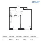 Планировка 1-комнатной квартиры, 34,9 м2