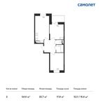 Планировка 2-комнатной квартиры, 54,4 м2