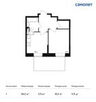 Планировка 1-комнатной квартиры, 34,2 м2