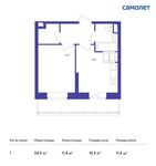 Планировка 1-комнатной квартиры, 34,3 м2