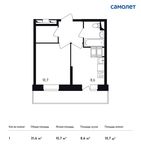 Планировка 1-комнатной квартиры, 31,6 м2