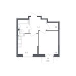 Планировка 1-комнатной квартиры, 34,7 м2