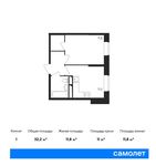 Планировка 1-комнатной квартиры, 32,2 м2
