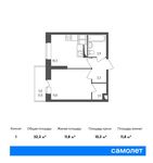 Планировка 1-комнатной квартиры, 32,3 м2