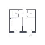 Планировка 1-комнатной квартиры, 36,5 м2