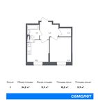 Планировка 1-комнатной квартиры, 34,2 м2