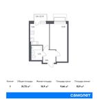 Планировка 1-комнатной квартиры, 31,72 м2