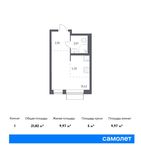 Планировка квартиры студии, 21,82 м2