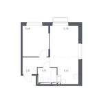 Планировка 2-комнатной квартиры, 41,59 м2