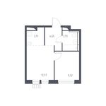 Планировка 2-комнатной квартиры, 33,98 м2