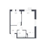 Планировка 2-комнатной квартиры, 39,97 м2