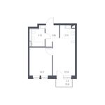 Планировка 2-комнатной квартиры, 34,49 м2