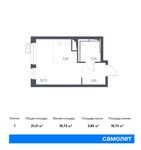 Планировка квартиры студии, 21,41 м2