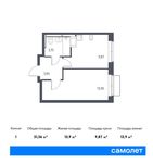Планировка 1-комнатной квартиры, 31,36 м2