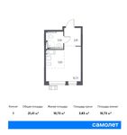 Планировка квартиры студии, 21,8 м2