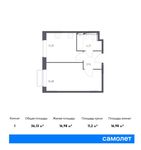 Планировка 1-комнатной квартиры, 36,13 м2