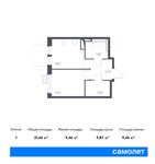 Планировка 1-комнатной квартиры, 31,46 м2
