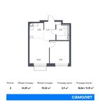 Планировка 2-комнатной квартиры, 31,39 м2