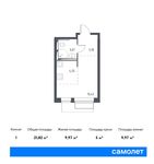 Планировка квартиры студии, 21,82 м2