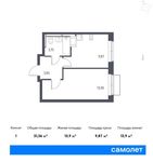 Планировка 1-комнатной квартиры, 31,8 м2