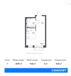 Планировка квартиры студии, 21,2 м2