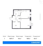 Планировка 1-комнатной квартиры, 35,6 м2