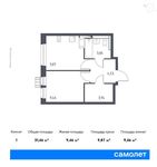 Планировка 1-комнатной квартиры, 31,46 м2