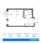Планировка квартиры студии, 21,3 м2
