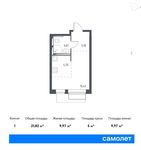 Планировка квартиры студии, 22 м2