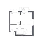 Планировка 3-комнатной квартиры, 54,52 м2