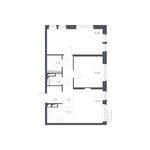 Планировка 3-комнатной квартиры, 58,4 м2