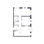 Планировка 3-комнатной квартиры, 58,5 м2