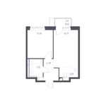Планировка 2-комнатной квартиры, 37,8 м2