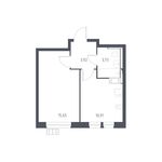 Планировка 1-комнатной квартиры, 34,21 м2