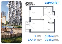 Планировка 1-комнатной квартиры, 39,53 м2