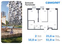 Планировка 2-комнатной квартиры, 51,75 м2