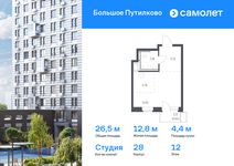 Планировка квартиры студии, 26,52 м2